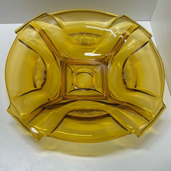 Vintage Walther Sohne German amber art glass bowl / platter - Picture 6 of 8